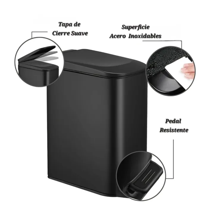 Cesto de Residuos Negro 6L