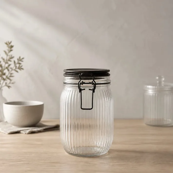 Frasco de Vidrio con Tapa Hermética Grande 1000ml